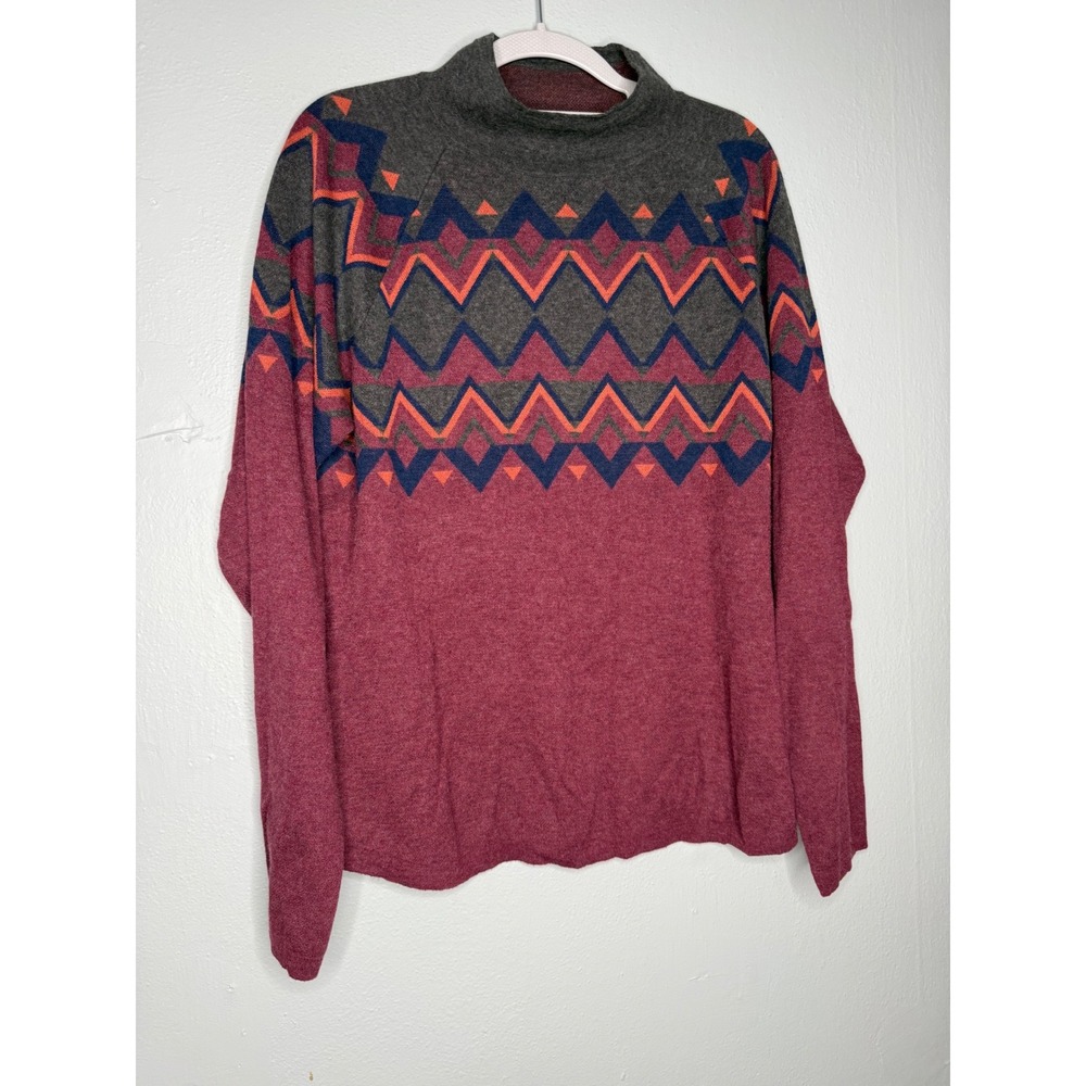 Title Nine Barra Sweater Fair Isle Wool cowl neck cozy‎